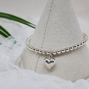 실버925 하트 볼 체인 팔찌 이미지