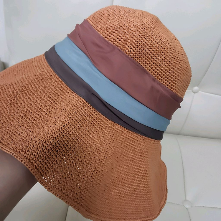 새상품 지센 버킷햇 햇빛가리개 바캉스 모자 밀집 썬캡 라탄 여자 이미지