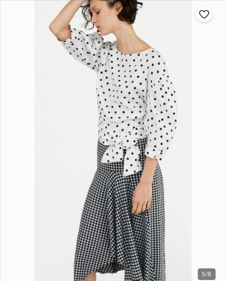 ZARA 체크 언발란스 롱 스커트 S 이미지
