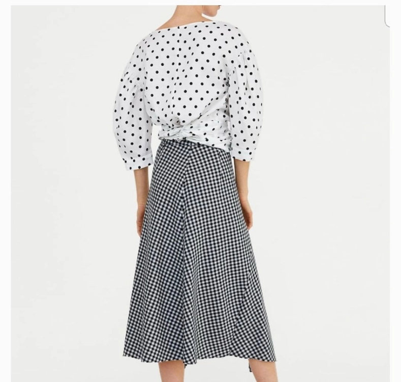 ZARA 체크 언발란스 롱 스커트 S 이미지