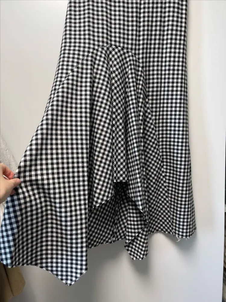 ZARA 체크 언발란스 롱 스커트 S 이미지