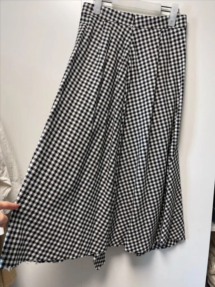 ZARA 체크 언발란스 롱 스커트 S 이미지