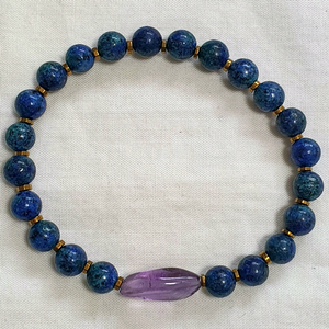 핸드메이드 아주라이트 인 말라카이트 자수정 팔찌 이미지