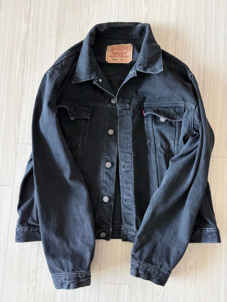 90년대 리바이스 블랙데님 흑청 트러커자켓 이미지