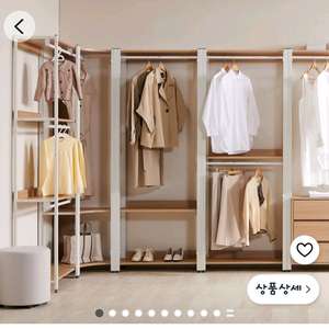 상일 리베가구 철제 시스테 행거 (화이트+오크) 이미지