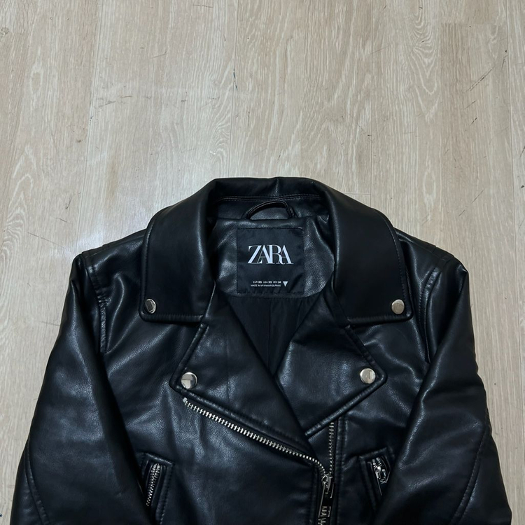 자라 여성 더블 라이더 크롭 가죽자켓 XS/85 이미지