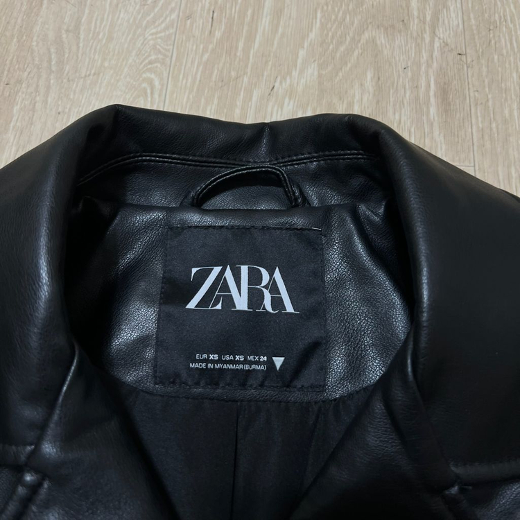 자라 여성 더블 라이더 크롭 가죽자켓 XS/85 이미지