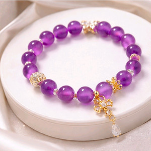 핸드메이드 십자가 보라광변 팔찌 이미지