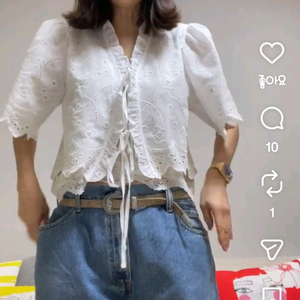 퍼프블라우스가디건 이미지