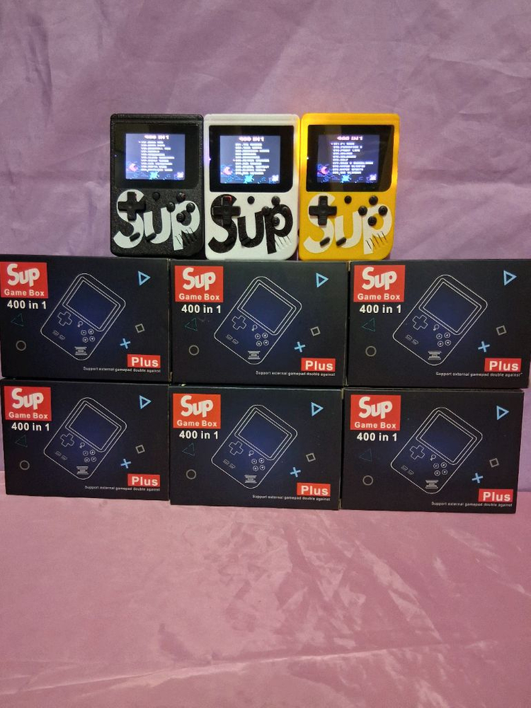 휴대용자체내장400게임기.엘로우3개.불랙2개.화이트1개.총6개일괄 이미지
