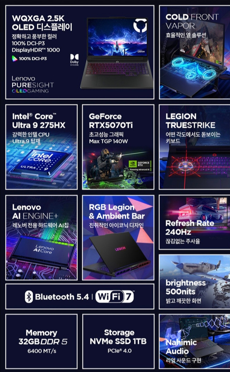 [미개봉]레노버 LEGION Pro 7 16IAX10 5070Ti Plus 게이밍노트북 판매합니다 이미지