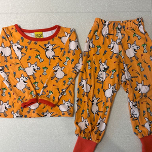 던스 주황돼지 92, 86/92 긴팔 배기세트 (수선템) 이미지