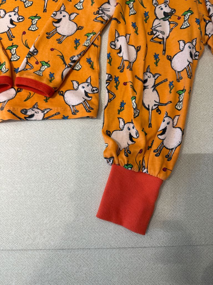 던스 주황돼지 92, 86/92 긴팔 배기세트 (수선템) 이미지