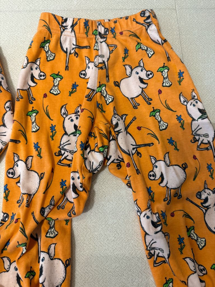 던스 주황돼지 92, 86/92 긴팔 배기세트 (수선템) 이미지