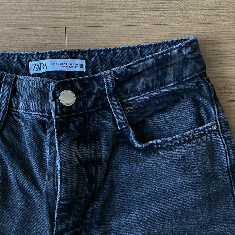 자라 데님 팬츠 블랙진 일자와이드핏 이미지