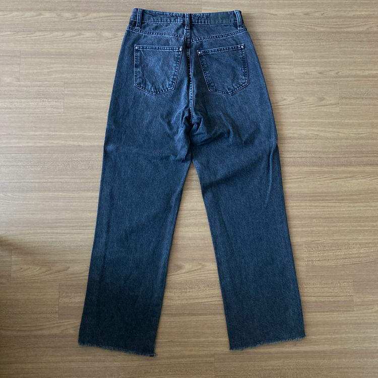 자라 데님 팬츠 블랙진 일자와이드핏 이미지