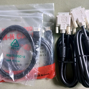 [미사용] HDMI케이블 2개 + DVI케이블 2개 = 총4개 판매합니다. 이미지