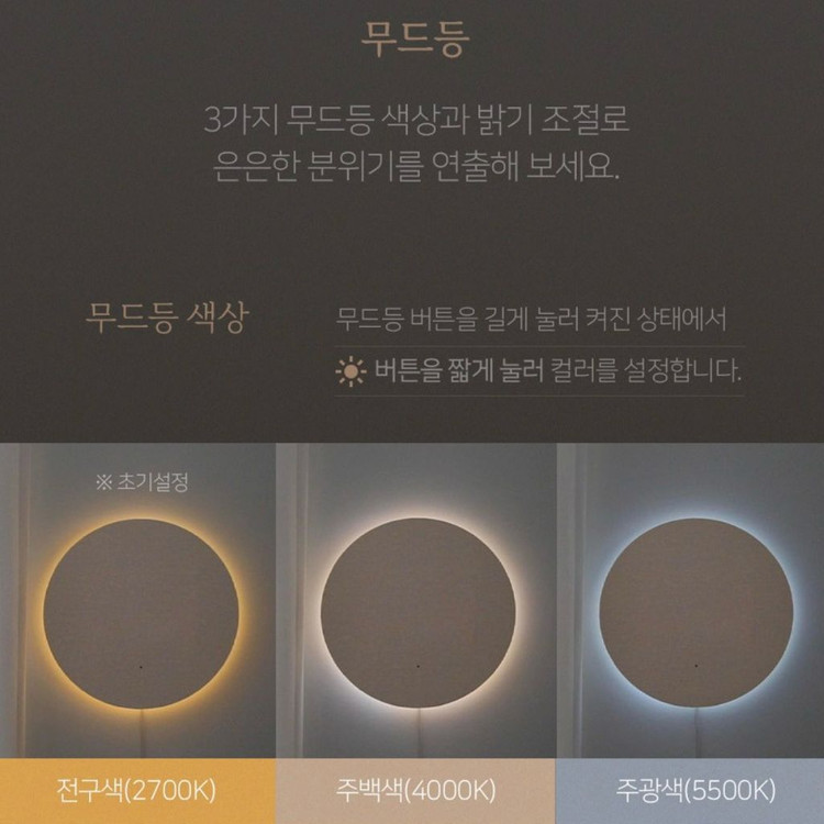 (미개봉 새상품) 무아스 풀문 LED 벽시계 / 무드등 겸용 / 인테리어 감성템 이미지