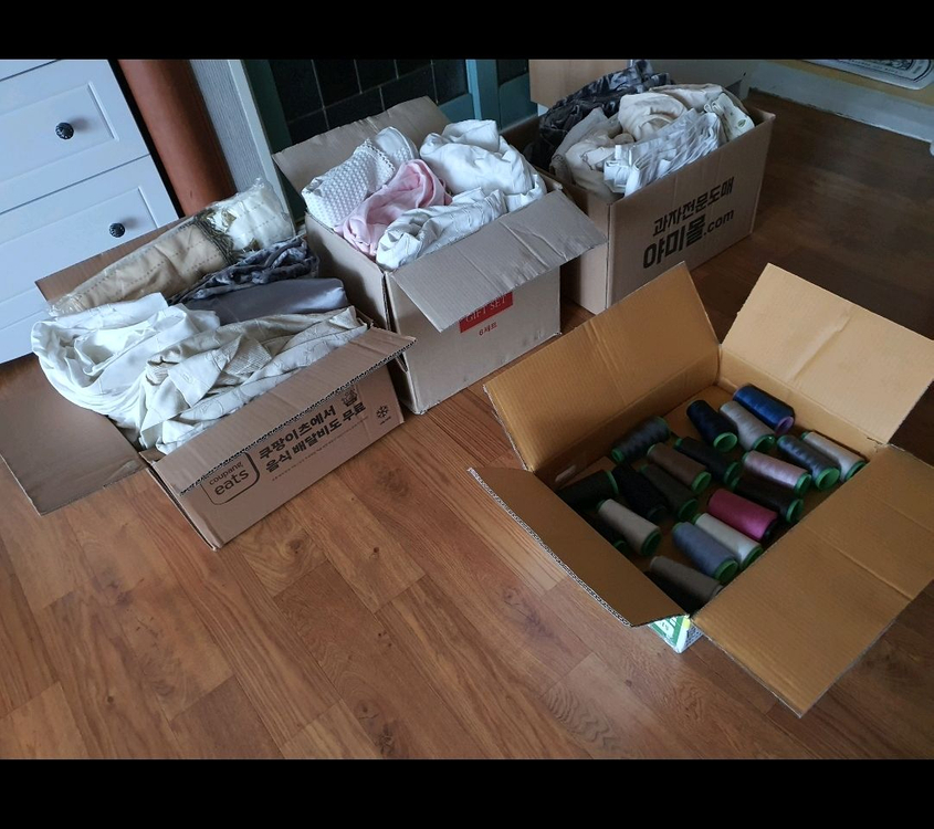 미싱연습용 박음질 연습용 커텐 여러개+미싱실20개 합 저렴하게 2만5천원 이미지