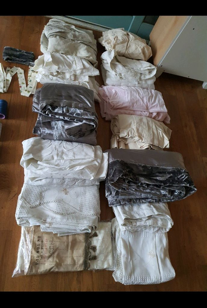 미싱연습용 박음질 연습용 커텐 여러개+미싱실20개 합 저렴하게 2만5천원 이미지