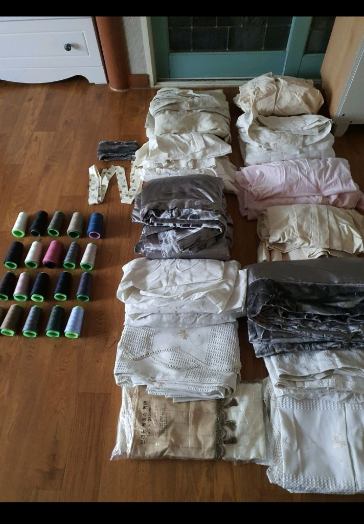 미싱연습용 박음질 연습용 커텐 여러개+미싱실20개 합 저렴하게 2만5천원 이미지