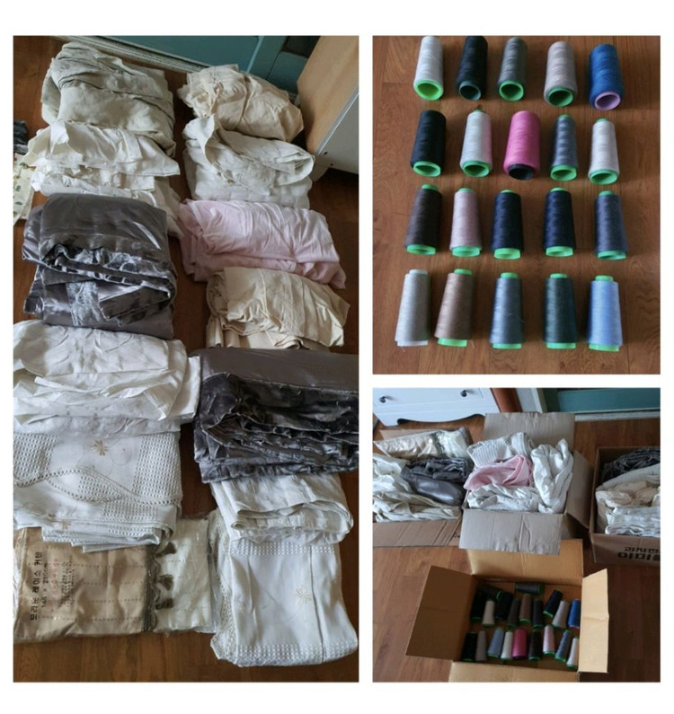 미싱연습용 박음질 연습용 커텐 여러개+미싱실20개 합 저렴하게 2만5천원 이미지