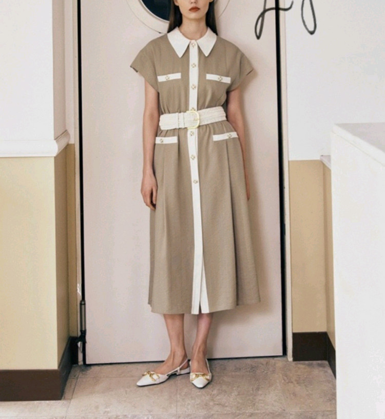 칼라거펠트 셔츠 카라 원피스(77) ㅡ새상품 이미지