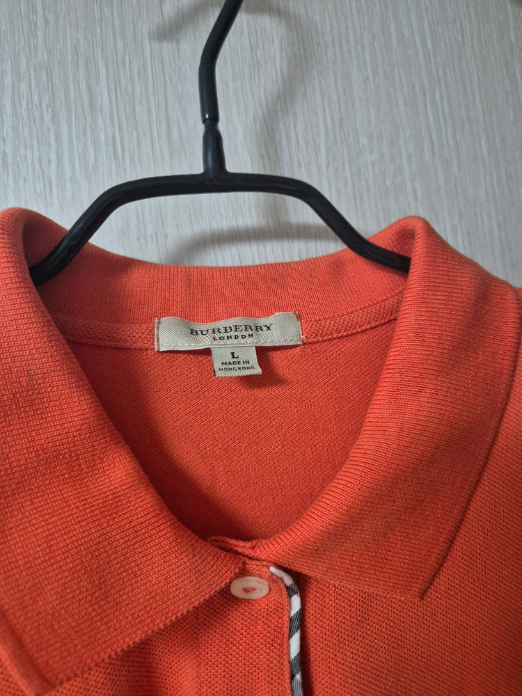 (정품) 버버리 카라티 오렌지 반팔 티셔츠 라지 여성 이미지