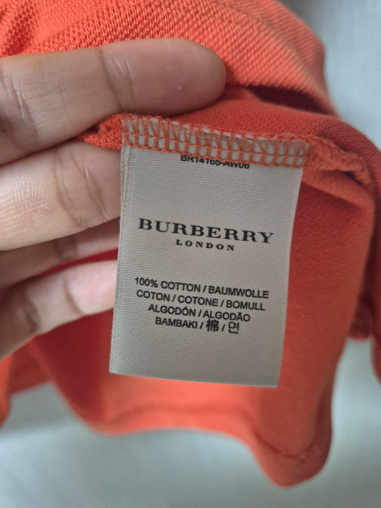 (정품) 버버리 카라티 오렌지 반팔 티셔츠 라지 여성 이미지