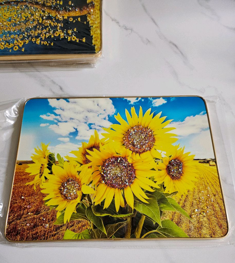 벽걸이 보석 액자 아크릴 큐빅 인테리어 장식아크릴 큐빅 액자 돈나무 액자해바라기 액자 2종세트 십자수액자 #새상품# 이미지