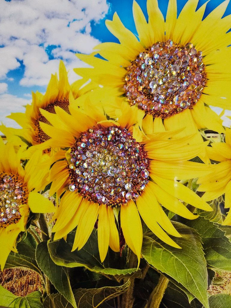 벽걸이 보석 액자 아크릴 큐빅 인테리어 장식아크릴 큐빅 액자 돈나무 액자해바라기 액자 2종세트 십자수액자 #새상품# 이미지