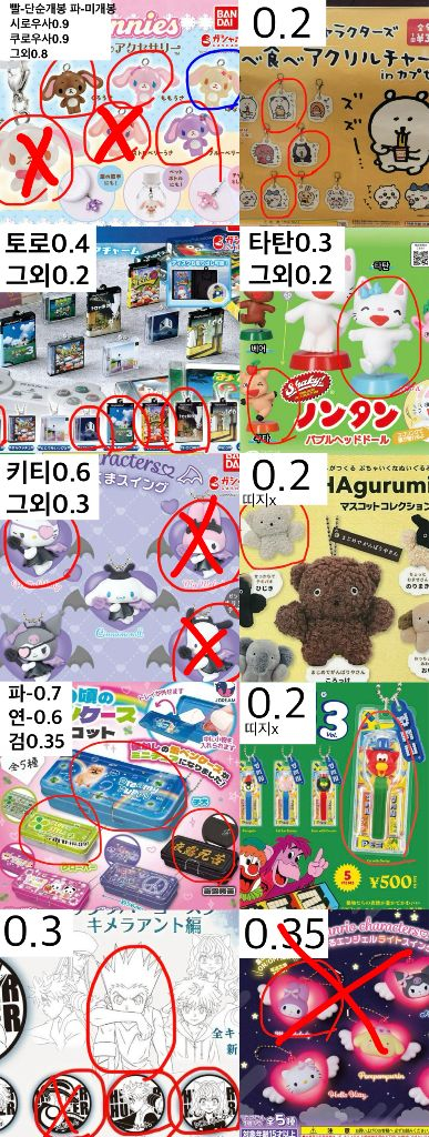 일본가챠/리락쿠마/데스노트/메지루시/슈가바니즈/다마고치/키티/디지몬/은혼/마치보케/키르아/피크민/다마고치/바쿠고 이미지