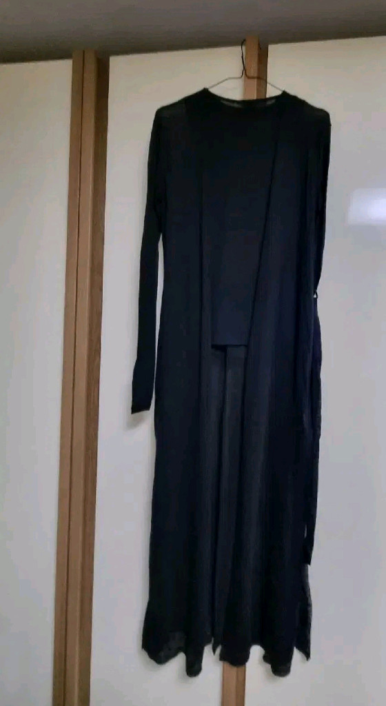 르네제이 시스루 롱 나시 가디건 세트 - 블랙 이미지