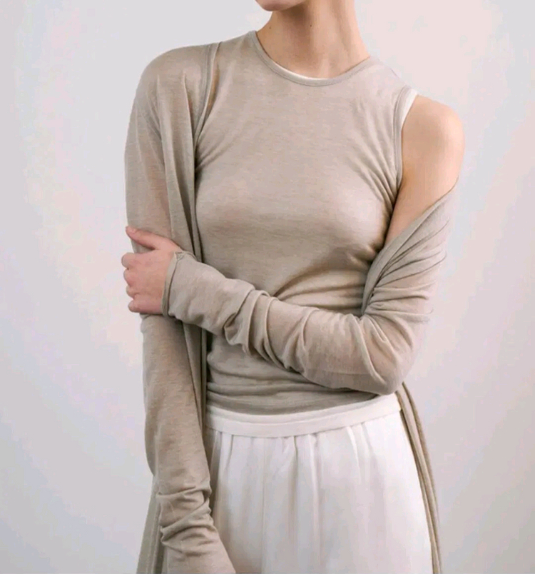 르네제이 시스루 롱 나시 가디건 세트 - 블랙 이미지