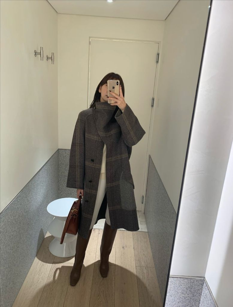 r2w check cashmere coat 레투 캐백 코트 캐시미어 100 이미지