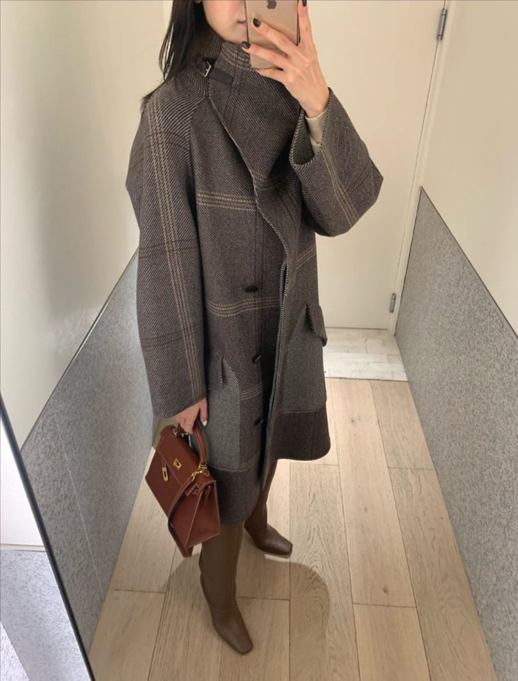 r2w check cashmere coat 레투 캐백 코트 캐시미어 100 이미지