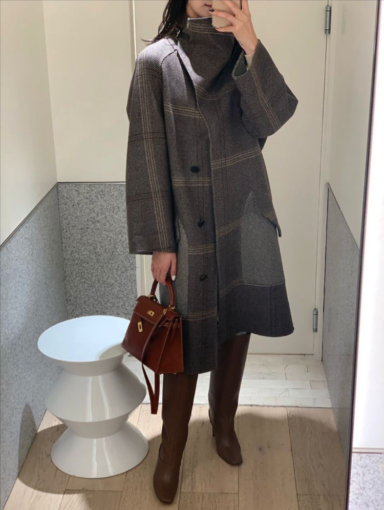 r2w check cashmere coat 레투 캐백 코트 캐시미어 100 이미지