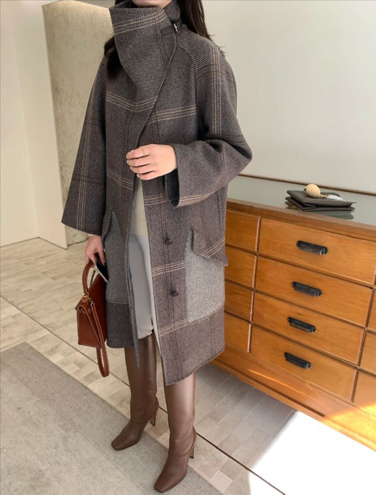 r2w check cashmere coat 레투 캐백 코트 캐시미어 100 이미지