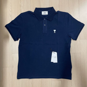 [시착 1회] 아미 ami 스몰하트로고 코튼 폴로 반팔셔츠 나이트블루 L 이미지