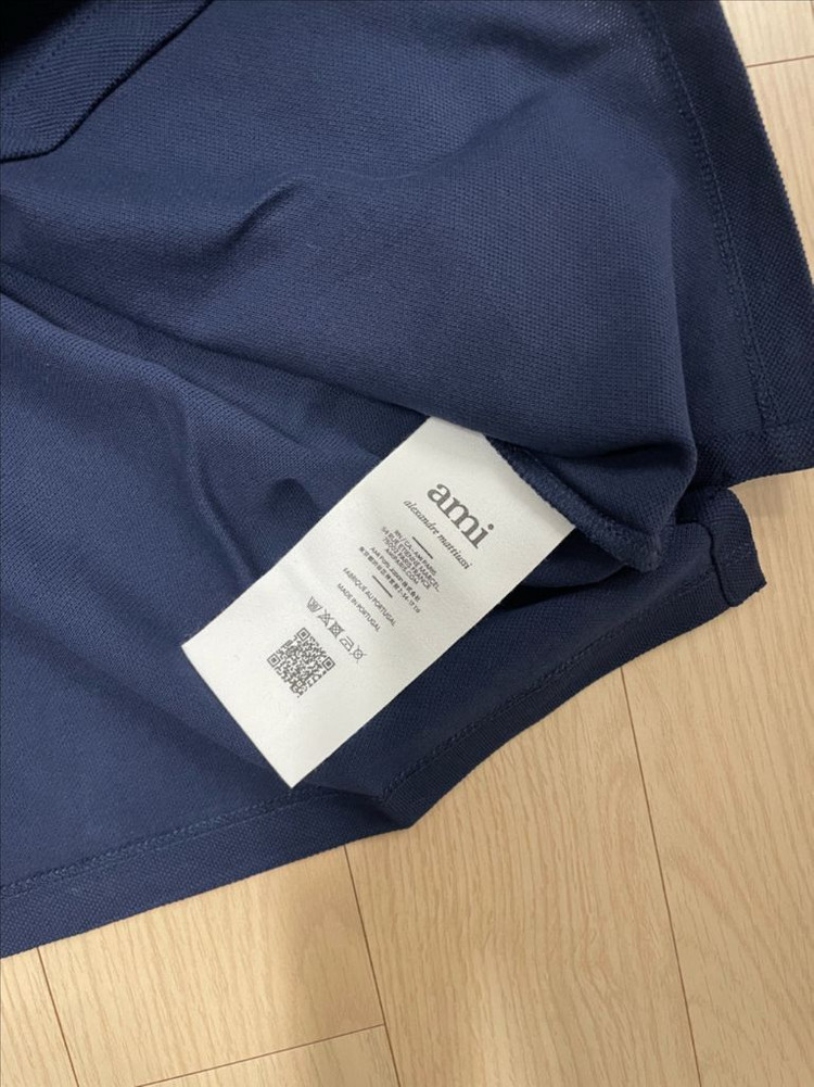 [시착 1회] 아미 ami 스몰하트로고 코튼 폴로 반팔셔츠 나이트블루 L 이미지