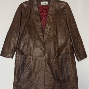 희귀!! 여성 80년대 악어 패턴 리얼 양가죽 코트 자켓 M ~ L 이미지