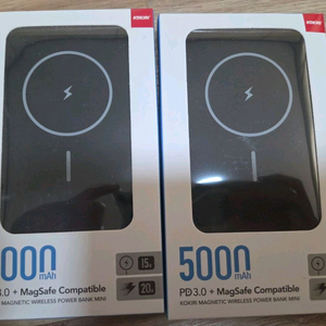 [미개봉 제품] 코끼리 슬림 무선 고속 충전 보조배터리 5000mAh 맥세이프 블랙 색상 KPB-RMGM5000 이미지