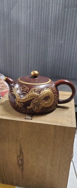 [명휘당] 고경주 자사 금채 부조 운룡문 횡파호 자사호 다호 골동품 수집품 이미지