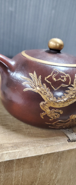 [명휘당] 고경주 자사 금채 부조 운룡문 횡파호 자사호 다호 골동품 수집품 이미지