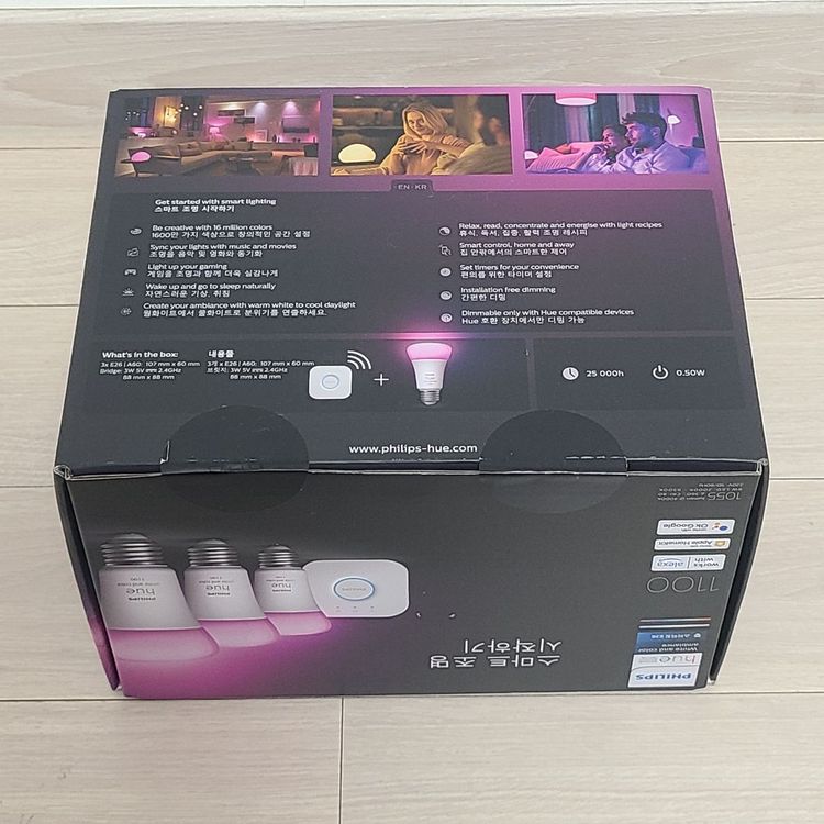 필립스휴 화이트 앤 컬러 앰비언스 스타터킷 1100루멘 전구 9W 3p + 브릿지 세트 이미지