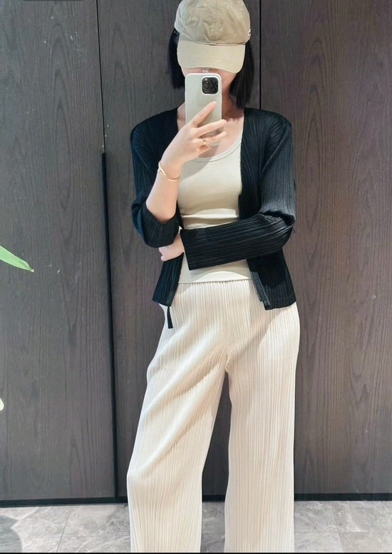 플리츠플리즈 집업 가디건& 씨커팬츠 화이트 이미지