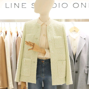 미착용) 라인 Line 트위드자켓 라임색상 봄자켓 연두 이미지