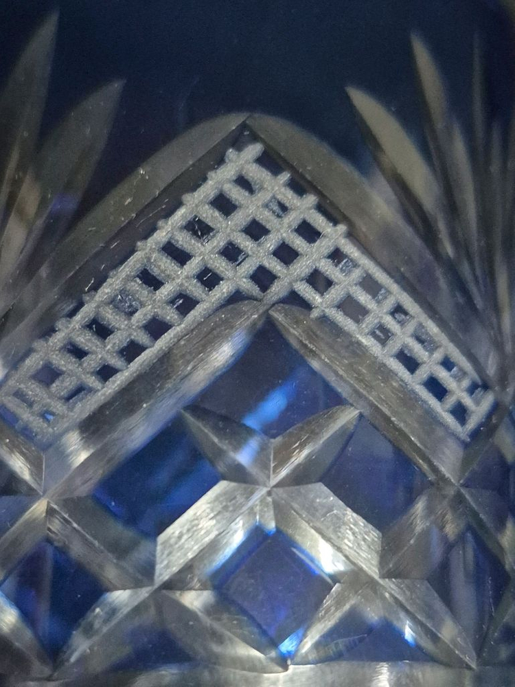 블루 커팅 유리 컵 그라스 2점 이미지