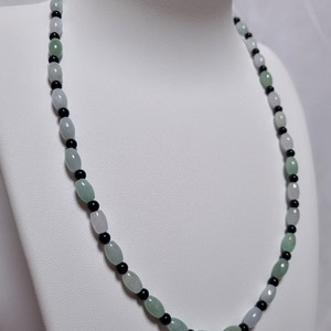 천연 버마산 옥&블랙 오닉스 원석 목걸이 이미지