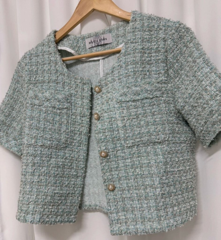 민트 반팔 트위드 자켓 이미지